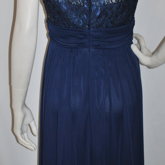Long Navy Blue Lace Chiffon Maternity Dress NEW - Picture 5 of 6